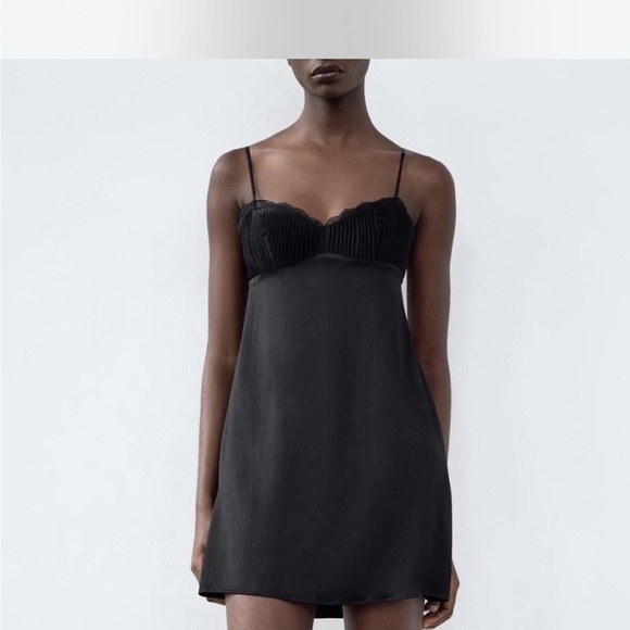 Zara Dresses & Skirts - Zara Black Satin Slip Dress